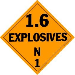 Explosives Class 1.6 Polycoated Tagboard Placard - 10.75" x 10.75"