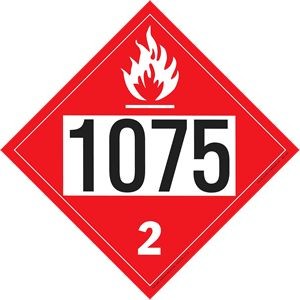 Flammable Gas - Liquified Petroleum, Removable Vinyl Placard - 10.75" x 10.75"