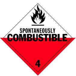 Spontaneously Combustible Vinyl Placard 10.75" x 10.75"