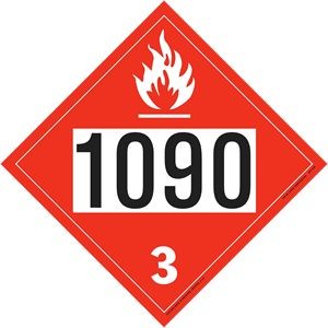 Flammable Liquid - Acetone, Polycoated Tagboard Placard - 10.75" x 10.75"