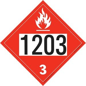 Flammable Liquid - Gasoline, Polycoated Tagboard Placard - 10.75" x 10.75"