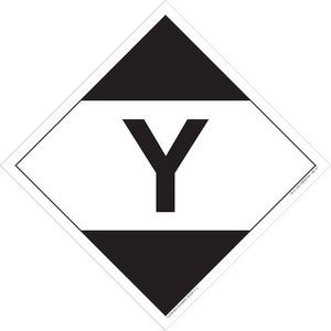 Limited Quantity "Y" D.O.T. Placard Polycoated Tagboard Placard - 10.75" x 10.75"