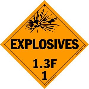 Explosives Class 1.3F Removable Vinyl Placard - 10.75" x 10.75"