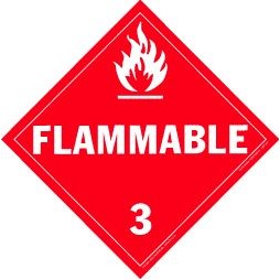 Flammable Polycoated Tagboard Placards - 10.75" x 10.75"