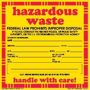 Hazardous Waste - Federal Law, Vinyl Labels - 6" x 6"
