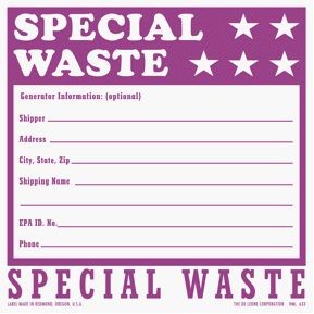 Special Waste, Vinyl Labels - 6" x 6"