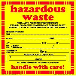 Hazardous Waste / NA3082, Vinyl Labels - 6" x 6"