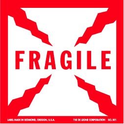 Fragile - Military Standard Paper Labels - 8" x 8"