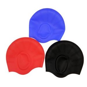 Silicone Swim Caps With Ear Pouches For Long Hair