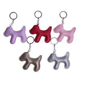 Puppy Shaped Leather Keychain