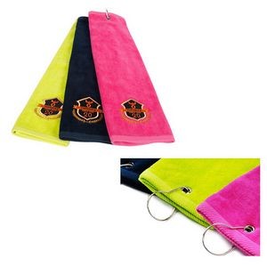 Velour Golf Towel With Tri-fold Hook