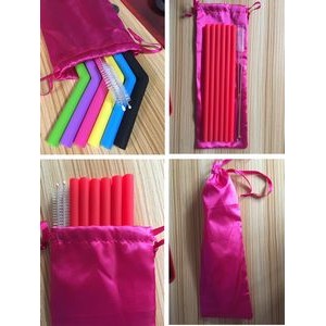 Silicone Straws With Nylon Bag