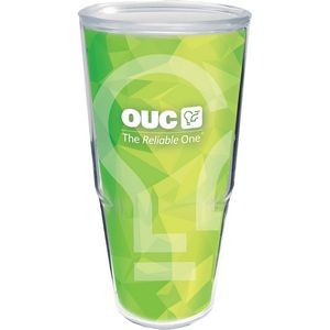 24 Oz. Double Wall Insulated Thermal Drinking Glass - White Printed Insert