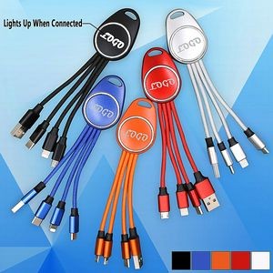 Light-Up 3-in-1 Charging Cable w/Key Ring