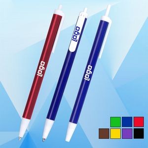 Click-action Ballpoint Pen w/ White Clip