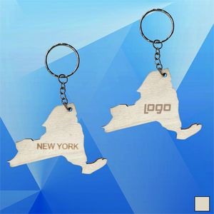 New York Shape Wood Key Chain