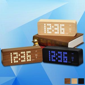Wooden Digital Desk Clock w/ Temperature