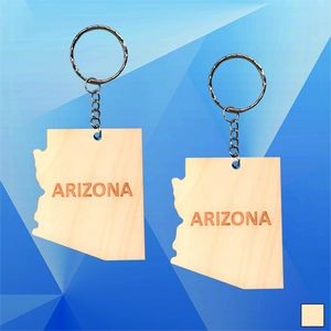 Arizona Map Wood Key Chain