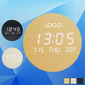 Wood Wall Digital Clock w/ Week and Calendar