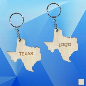 Texas Shape Wood Key Chain