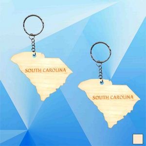 South Carolina Map Wood Key Chain