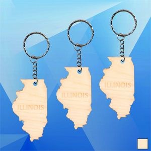 Illinois Map Wood Key Chain