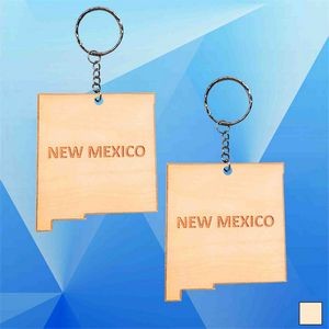 New Mexico Map Wood Key Chain