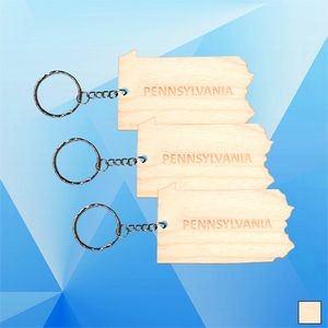 Pennsylvania Map Wood Key Chain