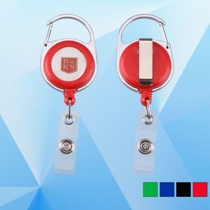 Round Shape Retractable Badge Holder with Carabiner Clip