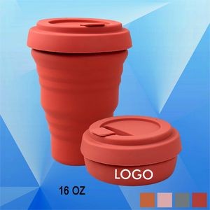 16 Oz. Folding/Collapsible Silicone Coffee Cup