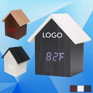 House Wood Digital Clock w/ Calendar