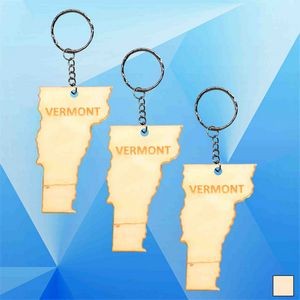 Vermont Map Wood Key Chain