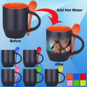 12 Oz. Sublimation Color Changing Mug/Coffee Cup w/Spoon