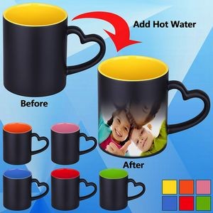 12 Oz. Sublimation Color Changing Mug/Coffee Cup w/Heart Handle
