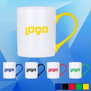12 Oz. Ceramic Coffee Mug w/ Colorful Handle