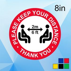 PPE Table Decal, 8 Dia. Apart Social Distance Sticker