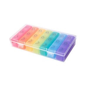 21 Case Rainbow Color Weekly 7 Day Pill Box