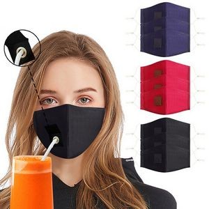 Reusable Fashion Face Mask w/Straw Hole