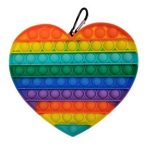 Heart Shape Large Size Rainbow Push Pop Bubble Fidget Toy
