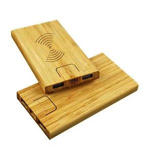 4000 mAh Wooden Power Bank with 5w Wireless Charger