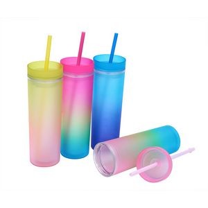 16 Oz. Double Wall Gradient Color Straw Cup