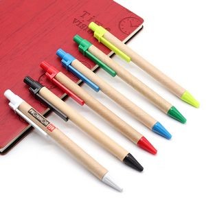 Eco-Friendly Kraft Paper Ballpoint Pen with Plastic Clip