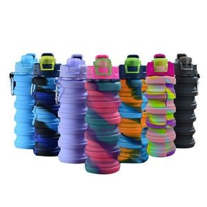 17 Oz. Rainbow Collapsible Water Bottle with Carabiner