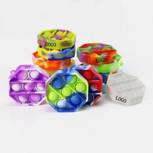 Multicolor Octagonal Push Popping Bubble Keychain