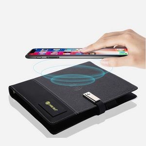 8000 mAh Wireless Charger Power Bank Diary with Flash Drive