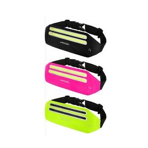 Ultra Thin Reflective Fitness Waist Bag w/Double Pouch