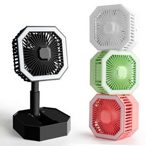 Folding Telescopic USB Rechargeable Fan With Fill Light