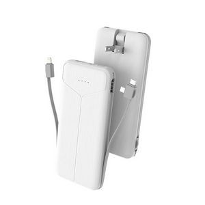 10000 mAh Power Bank with Wall Plug-in and Cable