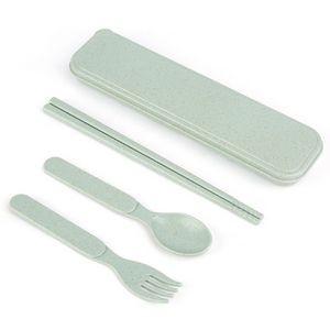 Cute Wheat Straw Tableware Set w/Spoon, Fork & Chopstick