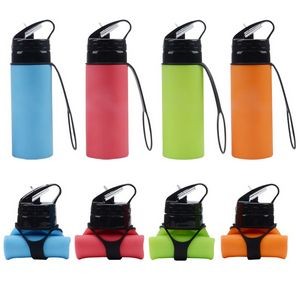 15 Oz. Collapsible Sport Water Bottle with Hook